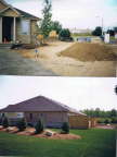 Before & After landscaped with trees sod accent gardens